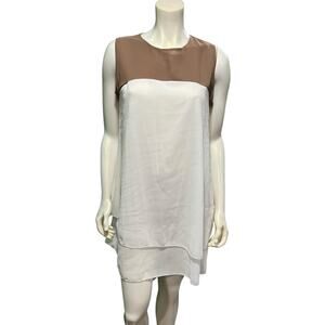 Coral Brand Women's XL Colorblock Sleeveless Tunic Top Tan Cream Good Condition